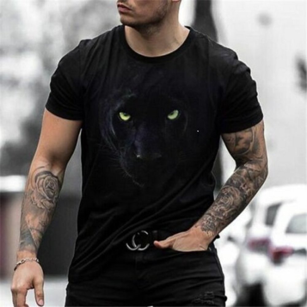 $ 35 * Men T-Shirt Streetwear Black Graphic Short Sleeve Casual Vintage  Tee Sh…